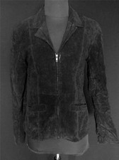 RARE VINTAGE 1970'S WOMAN'S BLACK SUEDE LEATHER JACKET SIZE MEDIUM