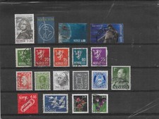 Lot de 19 timbres de NORVEGE Roi + 2 cartes postales