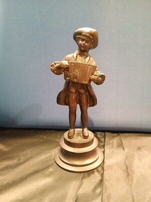 Vintage Bronze Statue des Akkordeonisten Mann, 9'' hoch