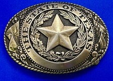 Texas Lone Star State Vintage Statehood Series Solid Brass Tony Lama Belt Buckle