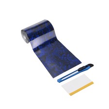 1Set 12" x 5ft PET Carbon Fiber Vinyl Wrap with Scraper, Blue