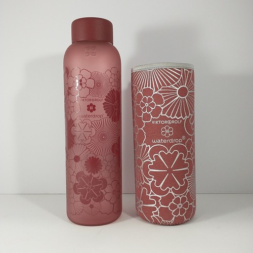 Waterdrop Glass Bottle With Sleeve In Red