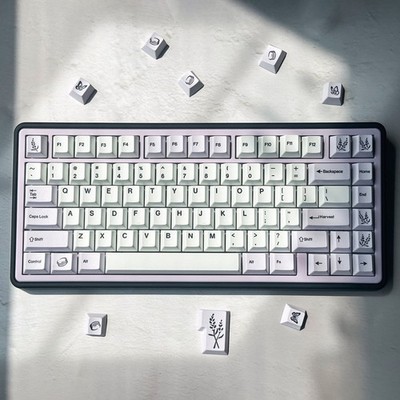 Cherry Profile Lavender Keycap Set White Purple 1.7mm Thickness PBT Keycap Set