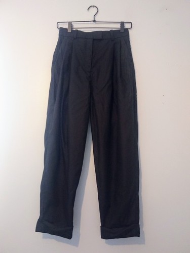 COS Pleated Pants Size 2 Black High Waist Cuffed Hem Relaxed Fit Classic