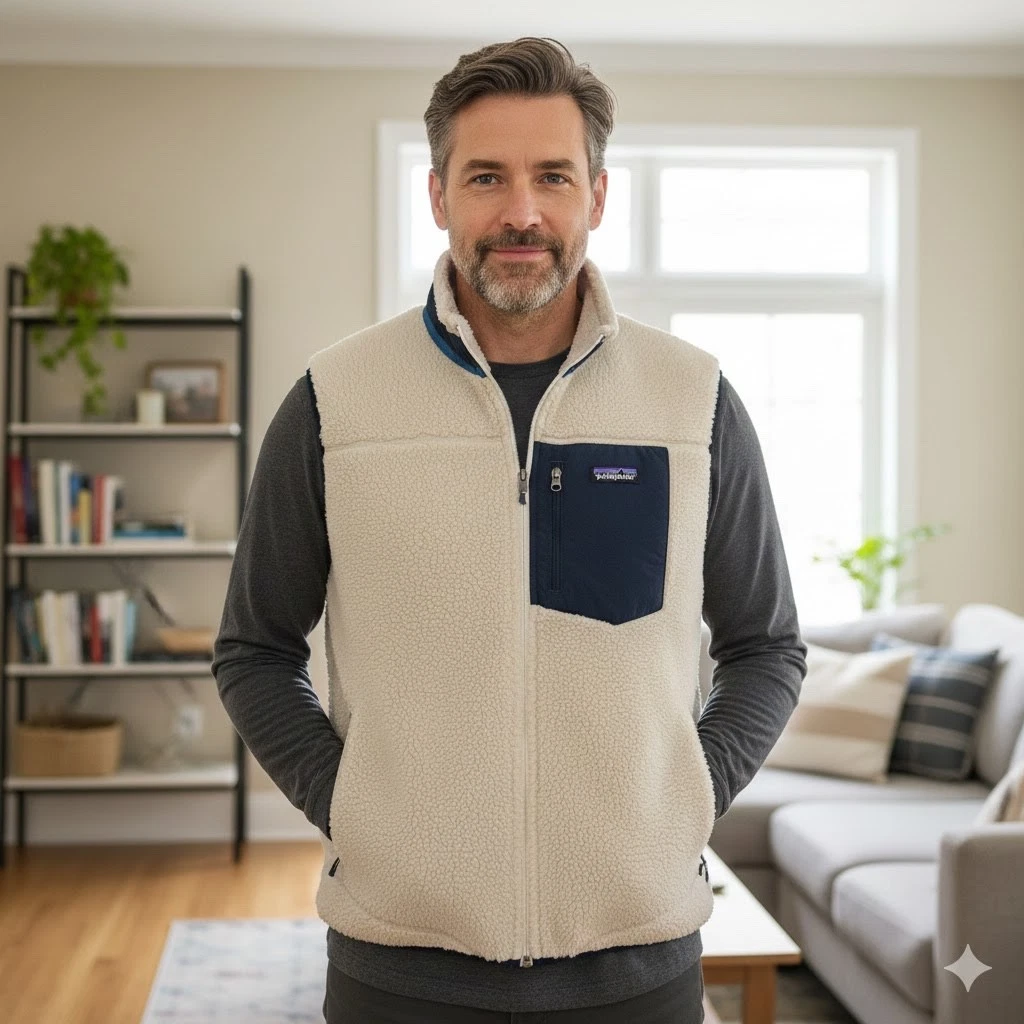 EUC Men's Patagonia Classic Retro-X Sherpa Fleece Zip Front Vest Size XL