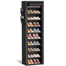 Shoe Rack - 10-Tier Large Capacity Shoe Organizer Shelf with Dust Cover  Sid...
