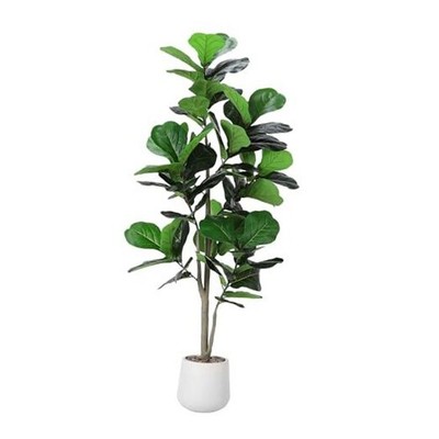 Artificial Fiddle Leaf Tree Faux Plant Fake Ficus Lyrata Silk Trees with 5ft