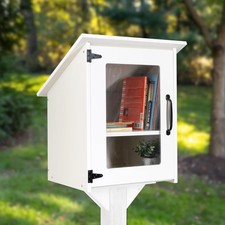 Little Library Box Outdoor - 16X14X23 Inch, White Library Book Kit - Book Exchan