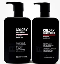Rusk COLORx Shampoo & Conditioner/Glossier,Healthier Hair 12 oz Duo  With Pumps