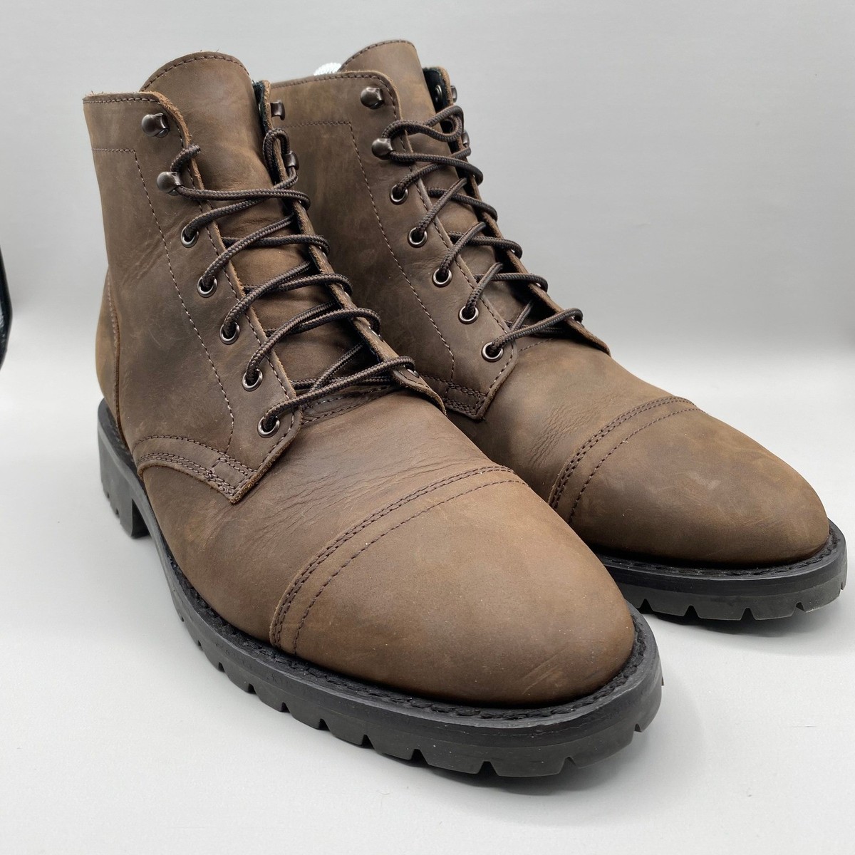 Thursday Boot Co Captain Storm King Tobacco Matte Leather Lace Up Boots  Mens