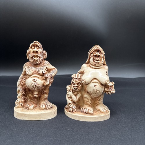 Uomo delle caverne Neanderthal, troll preistorici dell'età della pietra uomo donna bambino figurine - Foto 1 di 8