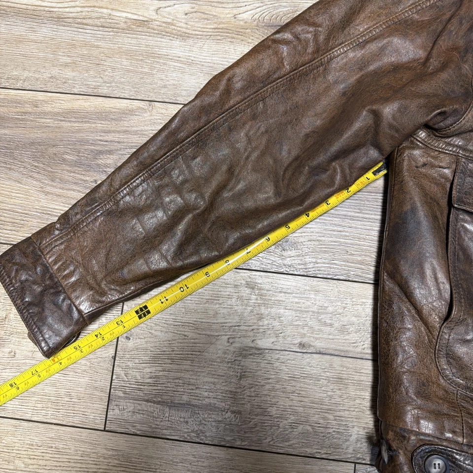 ABRIGO CHAQUETA RETRO DE CUERO MARRÓN NIEBLA CLIPPER VINTAGE PARA HOMBRE 42 LARGO Foto 3 de 4