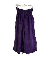 Vintage 90s Womens One Size Linen Smocked Pull On Wide Leg Cropped Pants