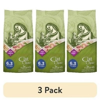 (3 pack) Cat Chow Naturals, Indoor Dry Cat Food, Chicken & Turkey, 6.3 lb