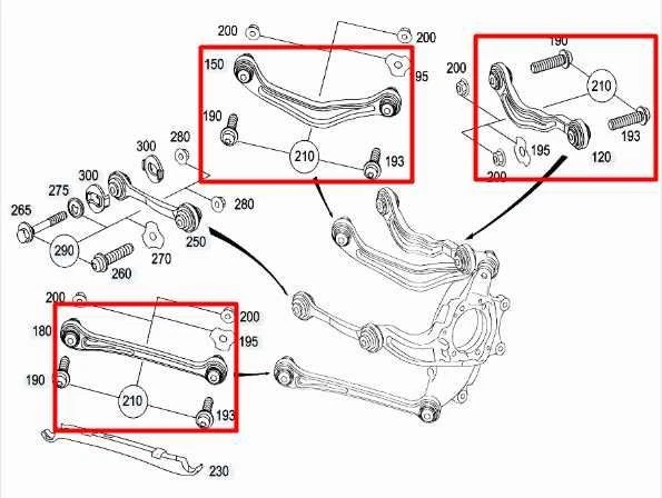 2007-13 Mercedes-Benz S550 AWD Rear RH Side Suspension Arm Set 221-352-01-02 OEM - Image 2 of 4