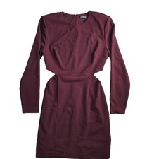 Express Dress Women’s Small Burgundy Side Cutout Long Sleeves  Dress 