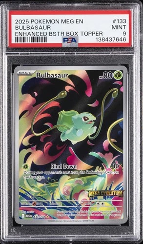 2025 POKEMON MEG EN-MEGA EVOLUTION ENHANCED BOOSTER BOX TOPPER BULBASAUR PSA 9
