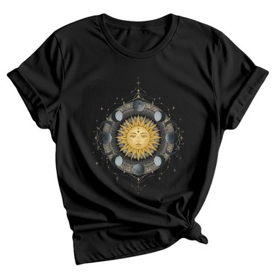 Sonne Mond Phasen Himmlisch Damen T-Shirt Mystisches Design