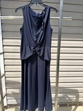Ralph Lauren Women's Blue Twisted Front Round Neck Cap-Sleeve MIDI Dress Size 8