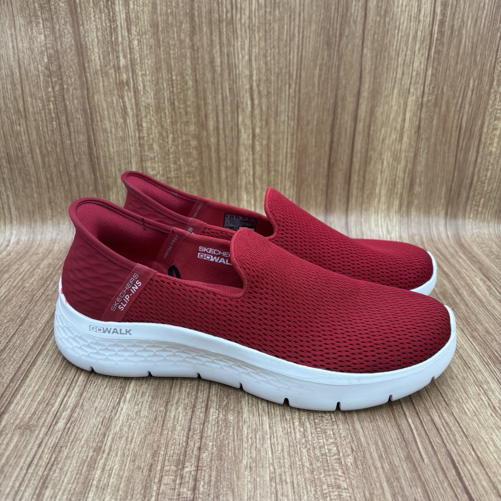 Skechers Womens Go Walk Flex 124963 Red Slip-Ins Memory Foam Sneakers Size 9