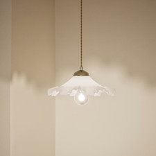 Ceiling light Marks and Spencer Antique Brass White Glass Pendant FRILL OPEN BOX