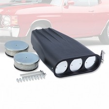 Black Aluminum Finned Hood Scoop Fits Single Or Dual Quad Reversible Round Flaps