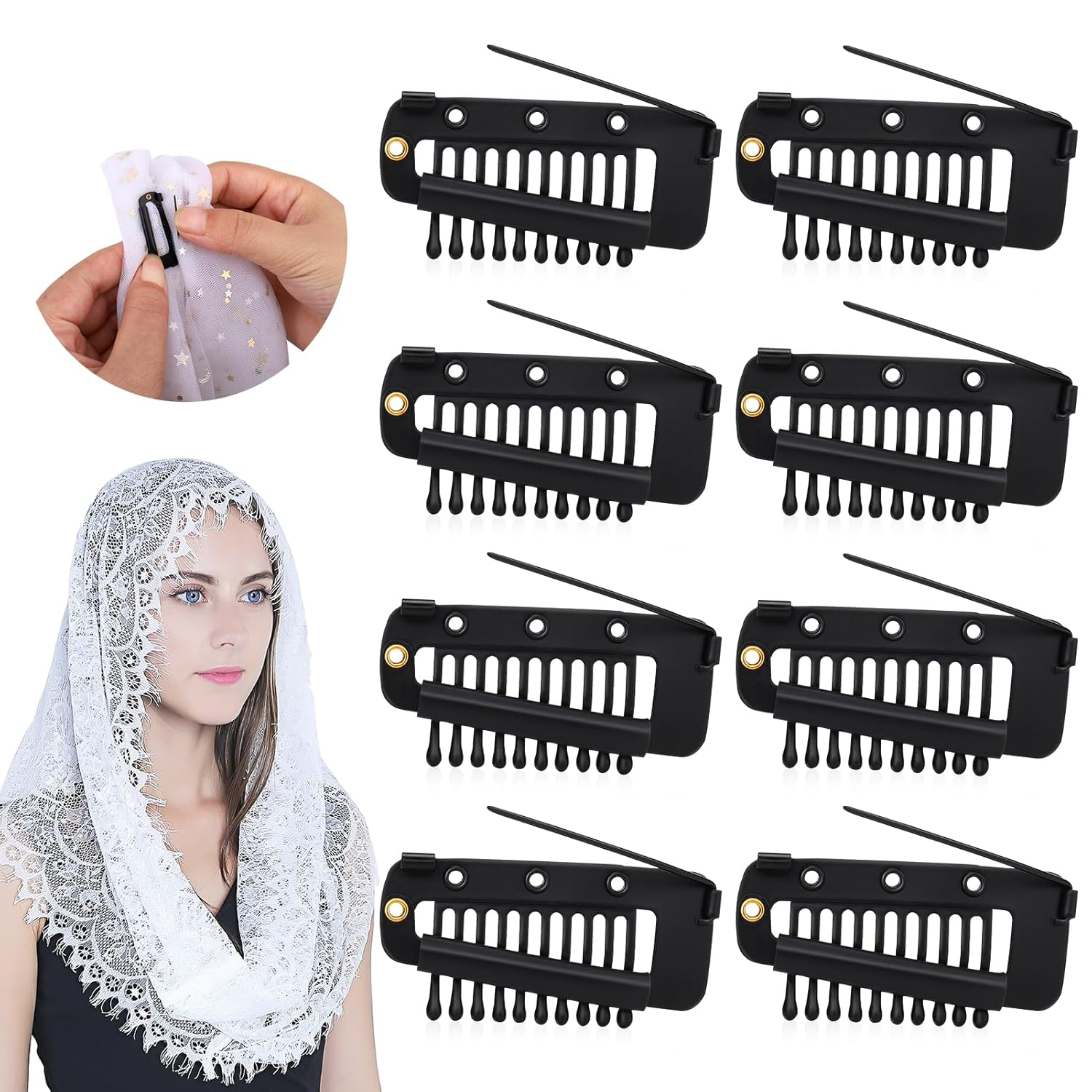 Chunni Clips with Safety Pins 8 PCS Strong Dupatta Grip Setting Clips Indian
