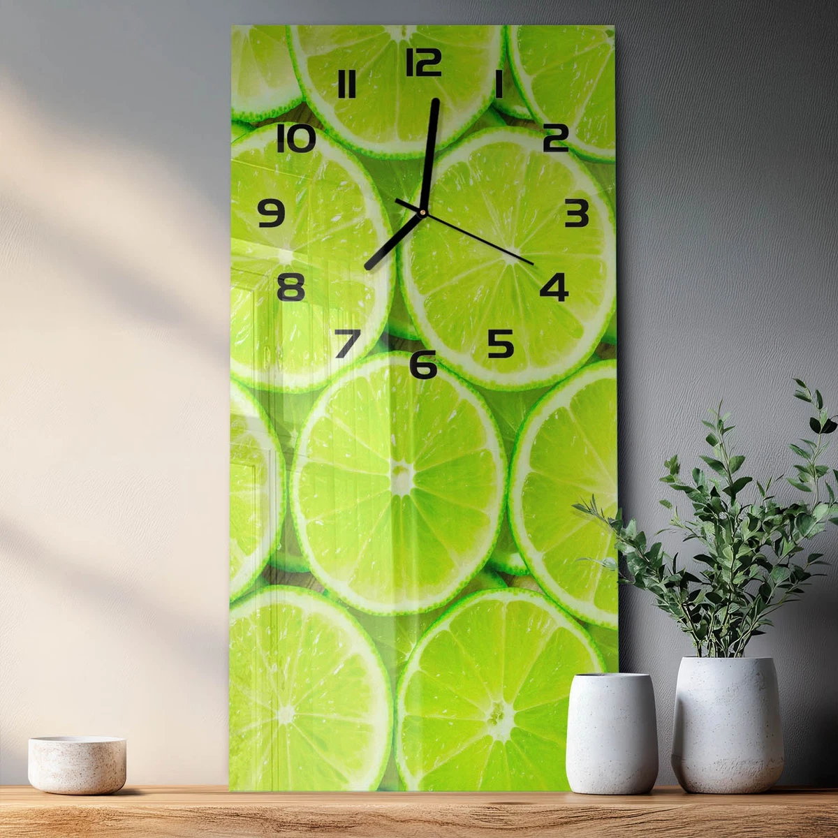 Reloj de Pared Rectangular Vertical Cristal Templado Silencioso Limas 30x60 cm