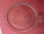 Jeanette Glass Cube Clear Depression Plate 2 Handle Platter Tray round Vintage