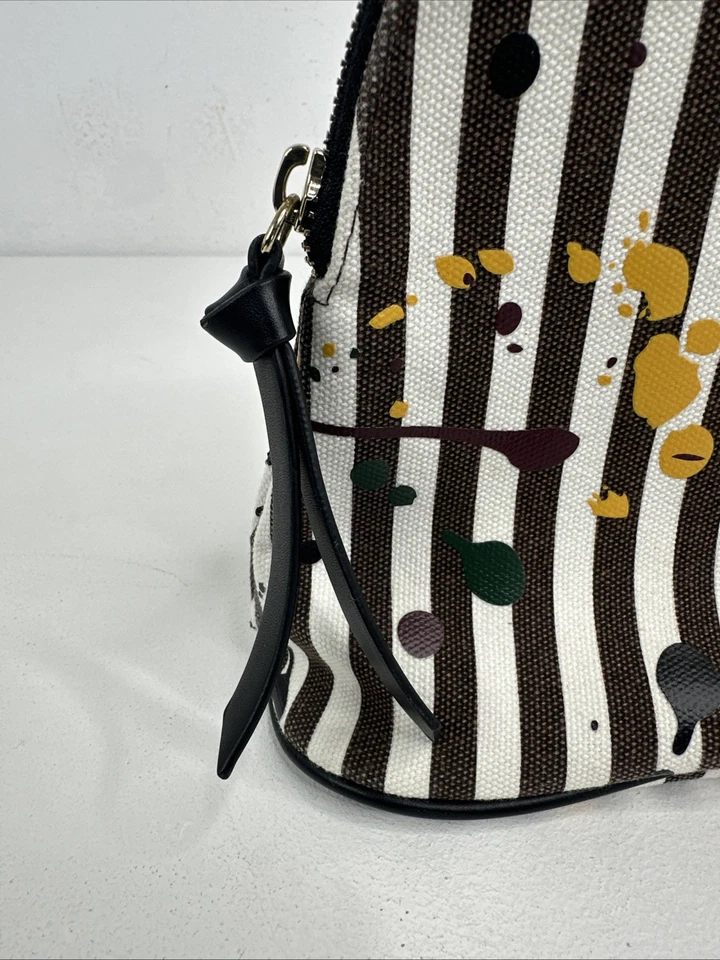 Estuche de cosméticos Henry Bendel New York Splatter blanco marrón a rayas Foto 3 de 4