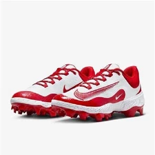 Nike Alpha Huarache Elite 4 Low MCS Baseball Cleats FD6255-105 Sz 10.5 White Red