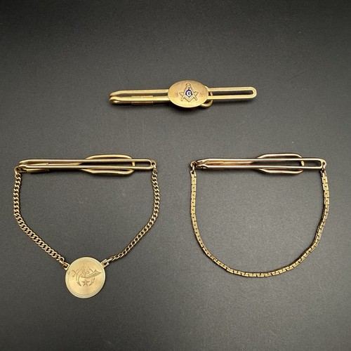 Vintage Swank 1/20 12K GF OES Masonic Star Tie Bar Clip Square Compass Freemason