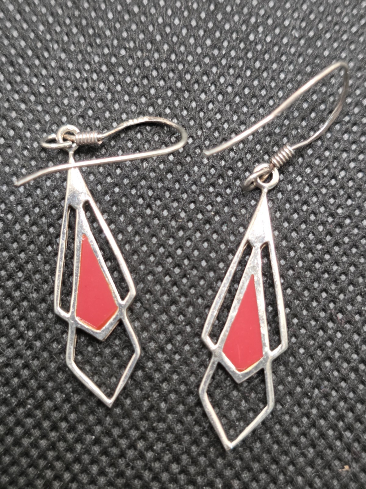 Vintage Red Jasper Angular Prism Dangle Earrings … - image 1