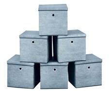 Image of Foldable Fabric Storage Boxes with Lids Collapsible Space-Saving Closet Set of 4