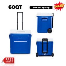 Igloo 60 QT Laguna Ice Chest Rolling Cooler with Wheels Blue Camping Outdoor New