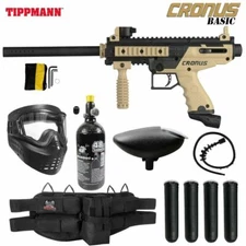 Maddog Tippmann Cronus Basic Silver HPA Paintball Gun Starter Package Black Tan