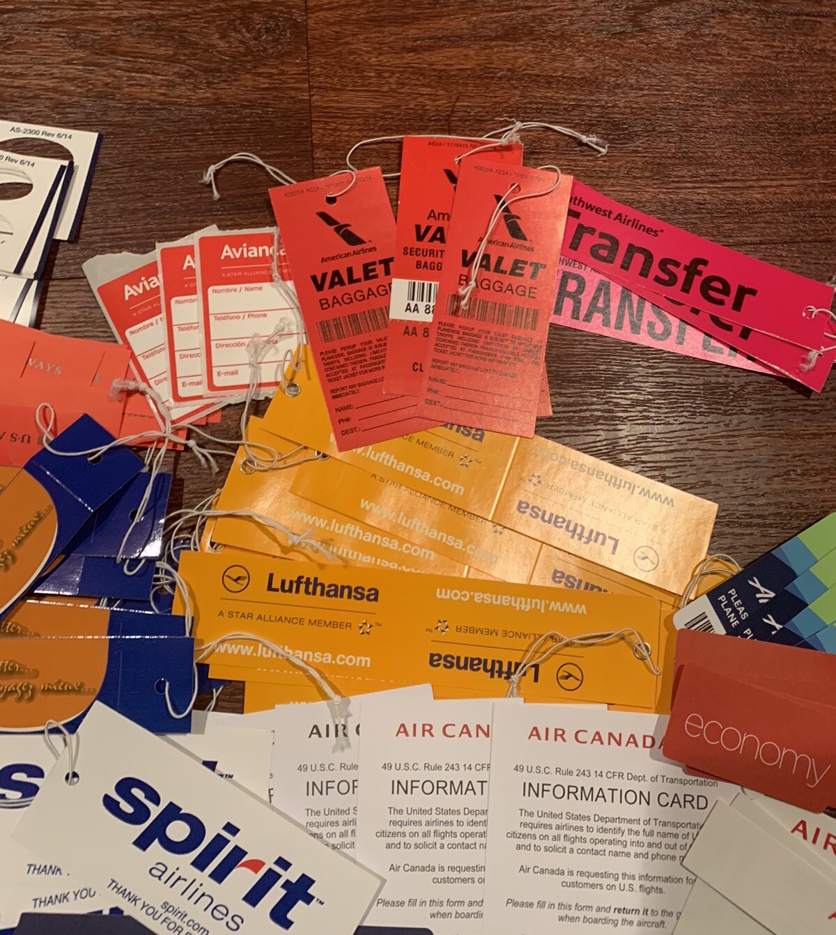 Huge Lot of Airline Baggage Tags etc. -Great Variety- New- 99 Cent Auction