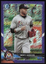 2018  Bowman Chrome Purple Shimmer REFRACTOR Monte Harrison (/655) FREE SHIP