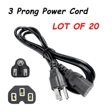 Lot of 20 Computer PC Monitor 3 Prong Power Cord Cable IEC320 18AWG PC COMPUTER