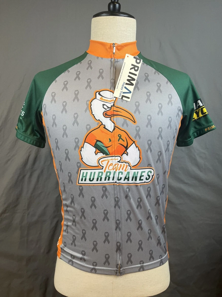 PRIMAL TEAM HURRICANES University Miami Mens Cycling Jersey Size Small / NWT