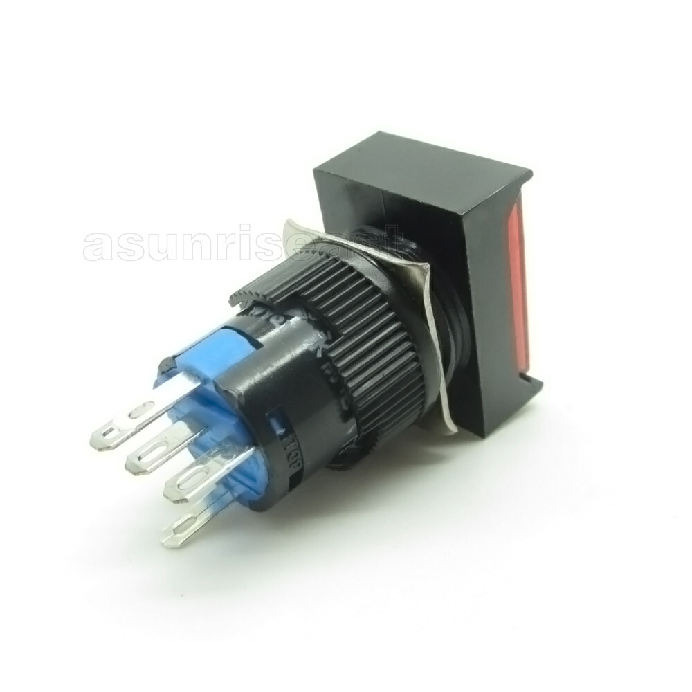 25 × Red 16mm Push Button Switch Momentary Rectangle DC 12V LED Light ...