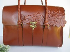 Patricia Nash Vienna Satchel Tan Tooled Leather Floral Bag NWT