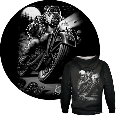 Biker Jacke Zip Hoodie Motorrad Sweatjacke Kontrast Bulldog *4166 schwarz-grau