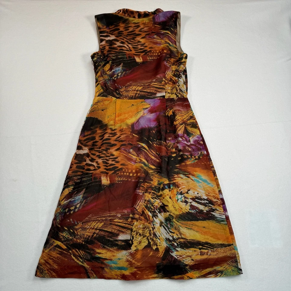 Antonio Melani Sheath Faux Wrap Dress Womens Size 2 Animal Print Floral Lined - Image 2 of 4