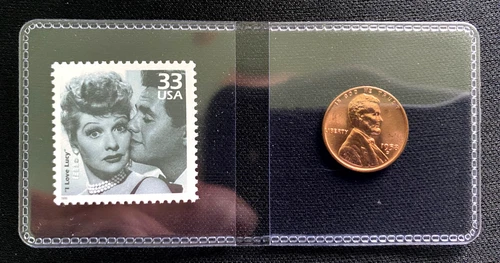 A Heartfelt Gift from the Past: 1958 D BU Wheat Cent & I Love Lucy Stamp Set