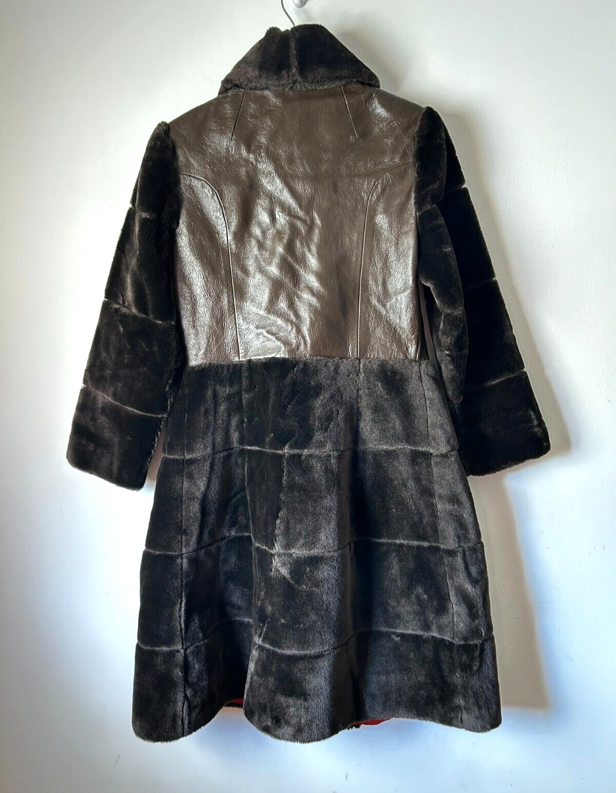Vintage 70s UNIONMADE Womens Fits XS,S,M Leather Faux Fur Mid Length Coat Brown image 5