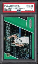 2017 Panini Prizm GIANNIS ANTETOKOUNMPO Get Hyped-Green Prizm PSA 10 GEM MINT 