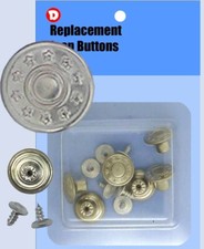 14 mm No-Sew Replacement Jean Tack Buttons 14N16  6 CT.