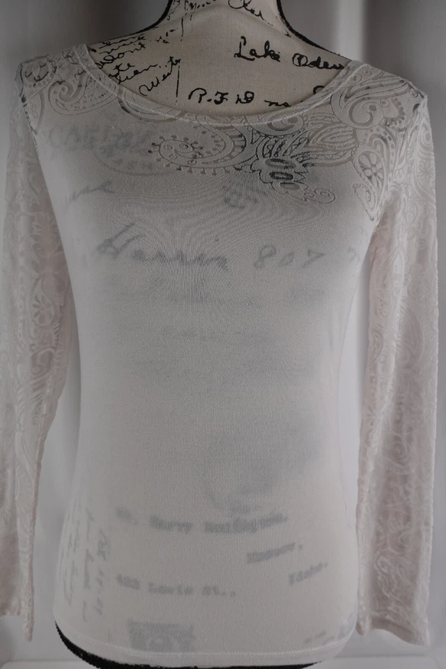 Blusa para mujer Etro Milano suéter cuello redondo talla 40 estampado 2 mangas de encaje EE. UU. Foto 3 de 4