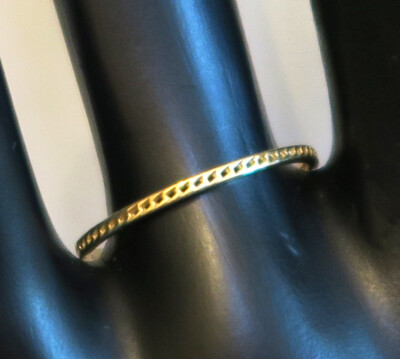 585 REAL GOLD *** Filigree Narrow Thin Front Ring By-corner Ring Sz 58